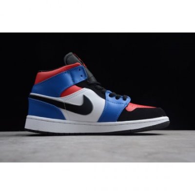 Nike Air Jordan 1 Mid Aj1 Mavi / Kırmızı Basketbol Ayakkabısı Türkiye - DIE93A2J